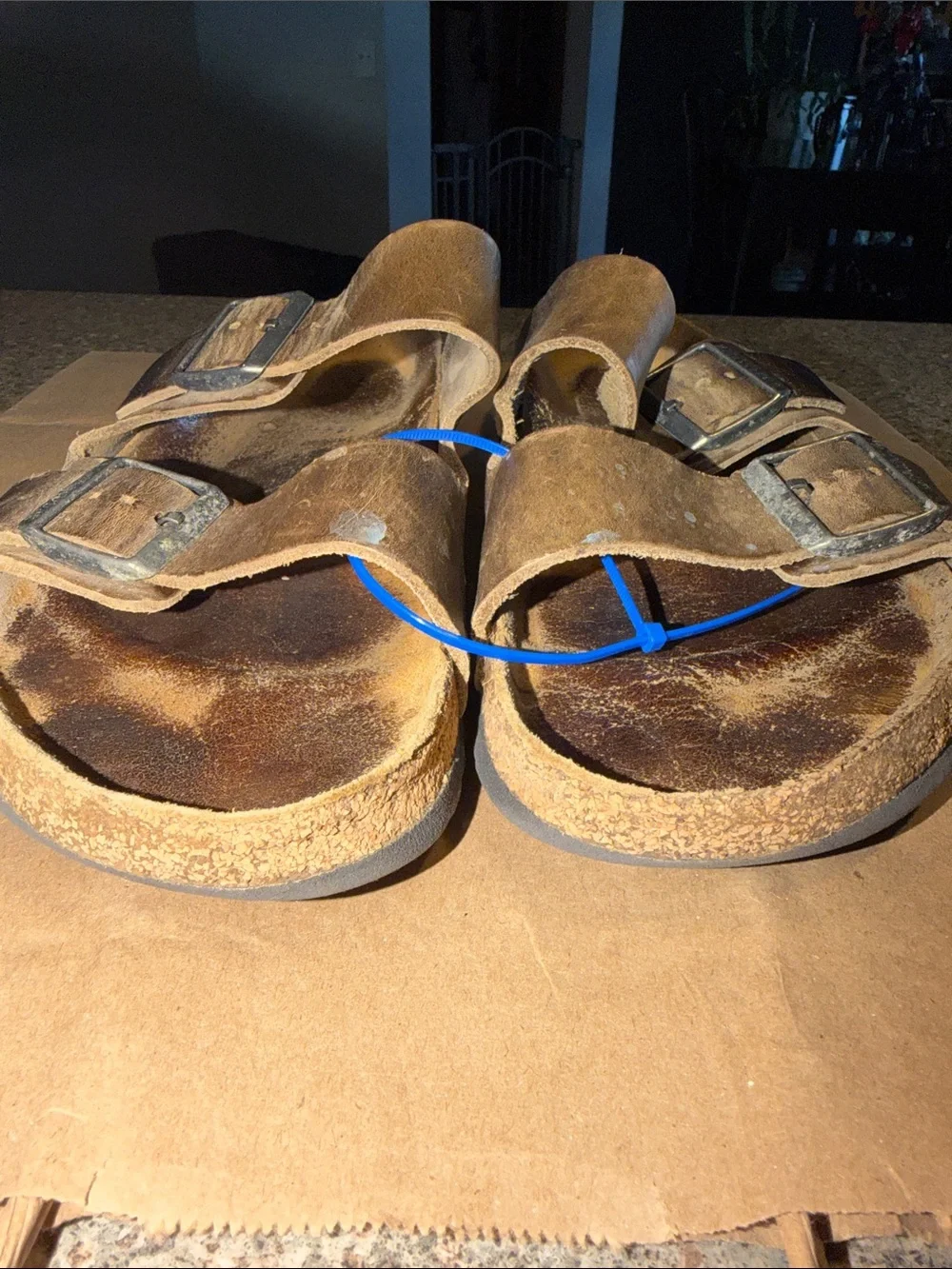 Birkenstock Brown Leather Double Buckle Sandals